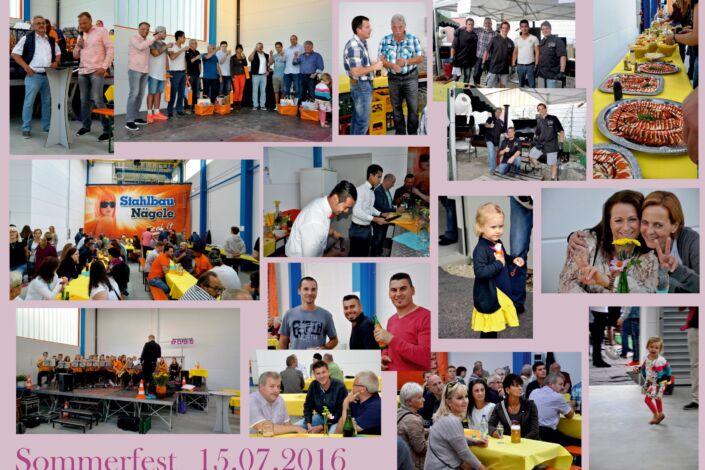 Collage Sommerfest Stahlbau Nägele-Kolleginnen und Kollegen feiern gemeinsam