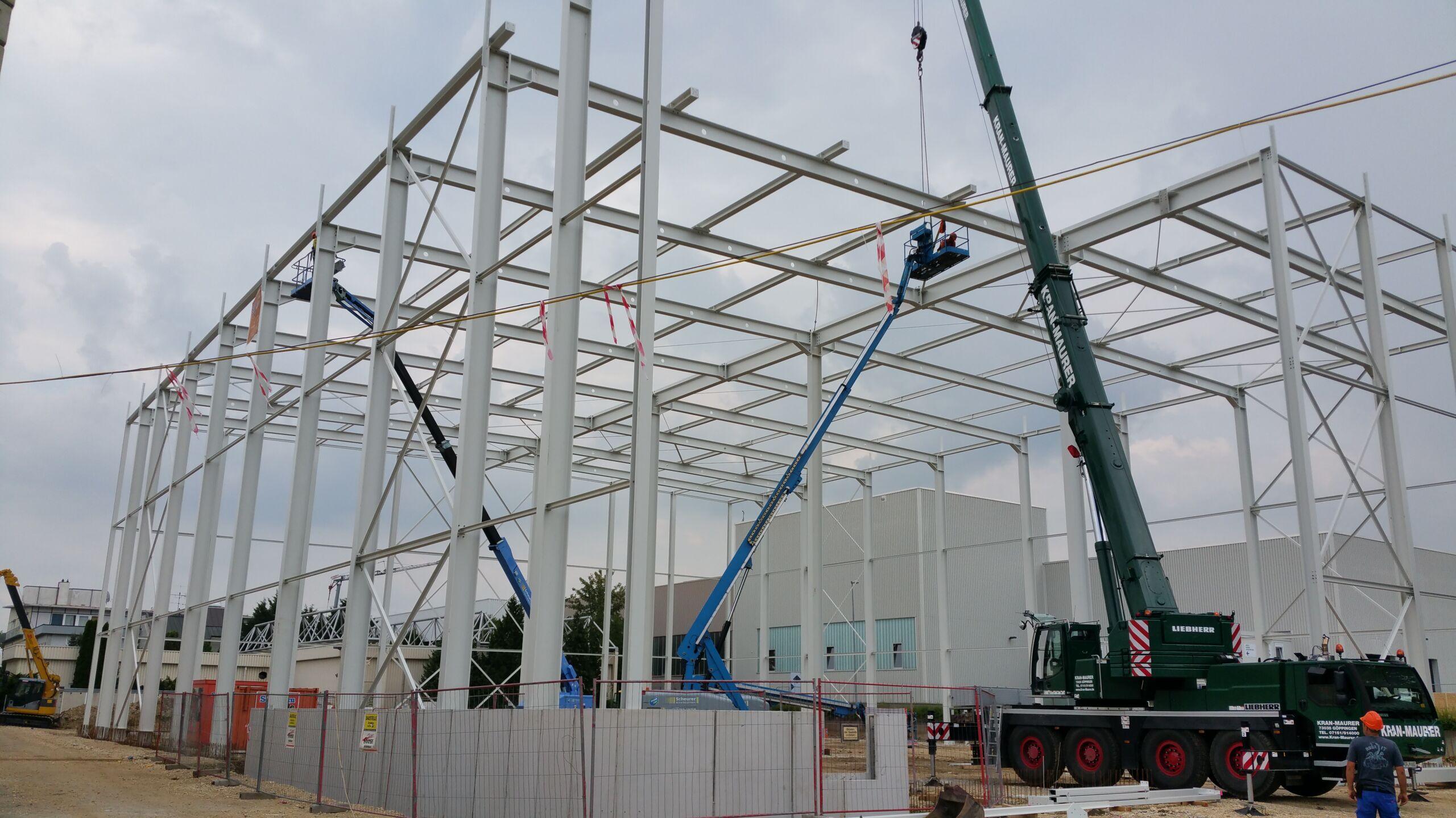 Stahlbau-Stahlkonstruktion Neubau Hochregallager-Nürtingen