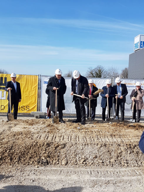 I-Bau-Spatenstich-Salach-Neubau Montagehalle mit Bürogebäude-Stahlbau-Komplettbau-Industriebau