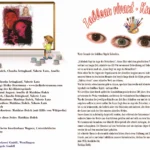 Danksagungen und Hintergrundseite zum Kalender 2026, links Illustration mit Kindern vor gerahmtem Bild und Farbtöpfen, rechts Überschrift „Tableau vivant Kunst lebt!“ mit Augen Motiven und Begleittext